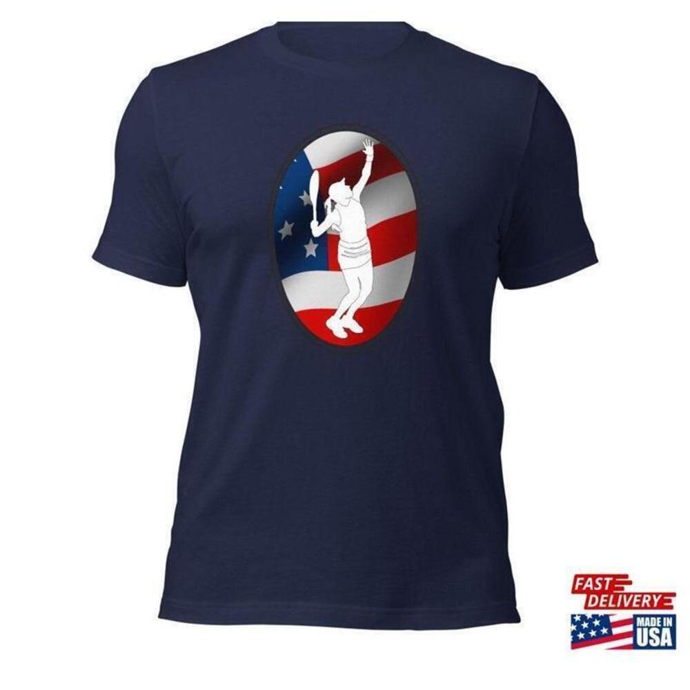 Jessica Pegula USA Flag Tennis Racquet Silhouette T-Shirt